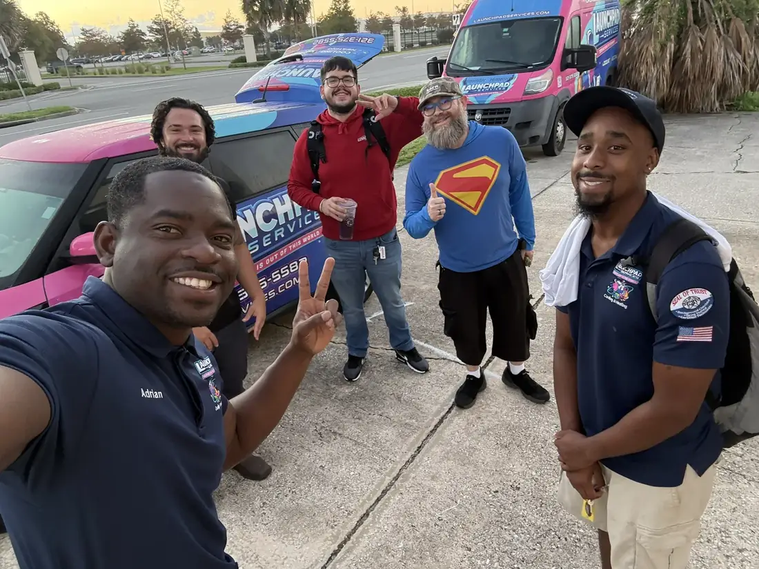 The Launchpad Services crew with the company fleet in Brevard County