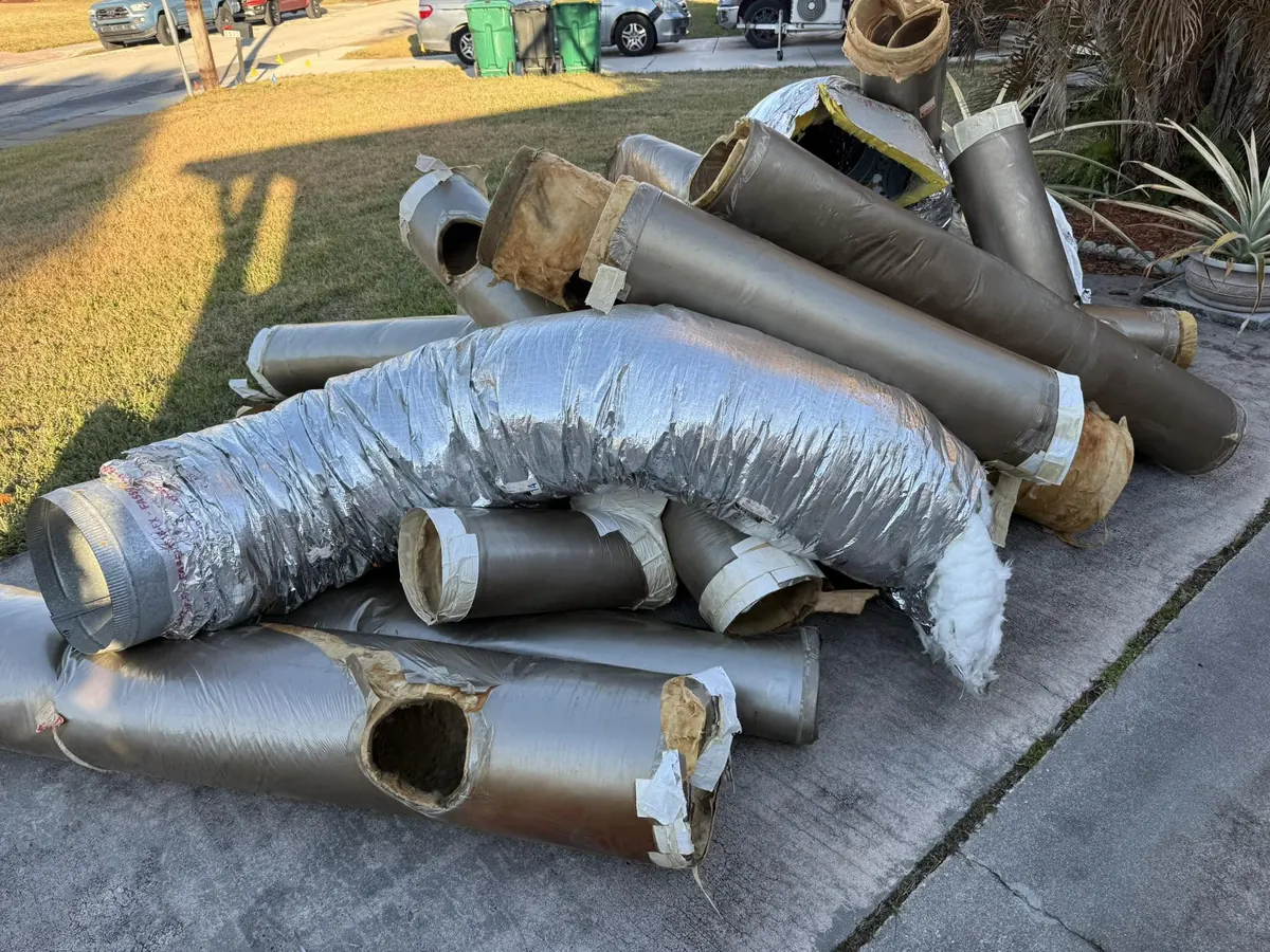 A pile of old, leaky ductwork removed and replaced by Launchpad Services